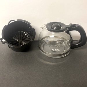 Mr. Coffee 4 Cup Pot and Filter Basket Replacement Parts Black Glass Plastic
